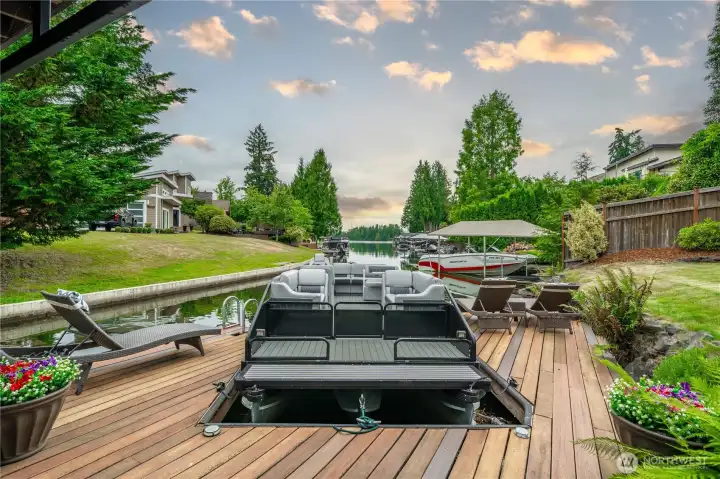 Extra wide boat slip.