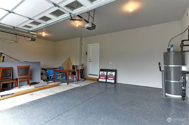 Garage with finished floor