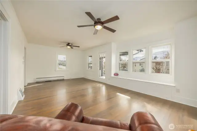 Lots of light enters from the many windows which look out towards the Butte and the neighborhood.