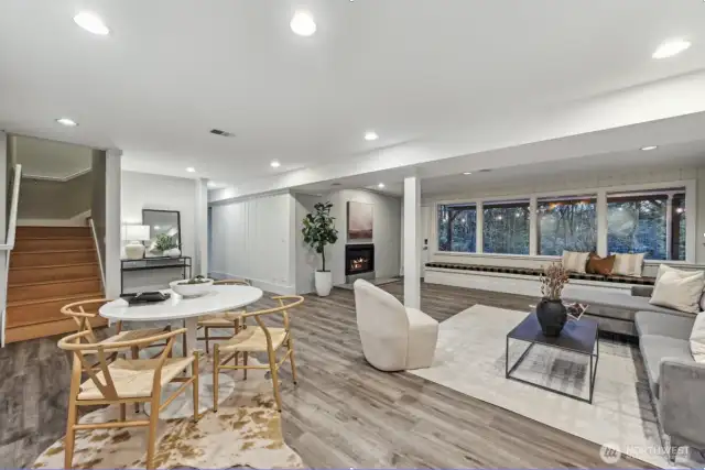 Family Great room with wet bar and fireplace.