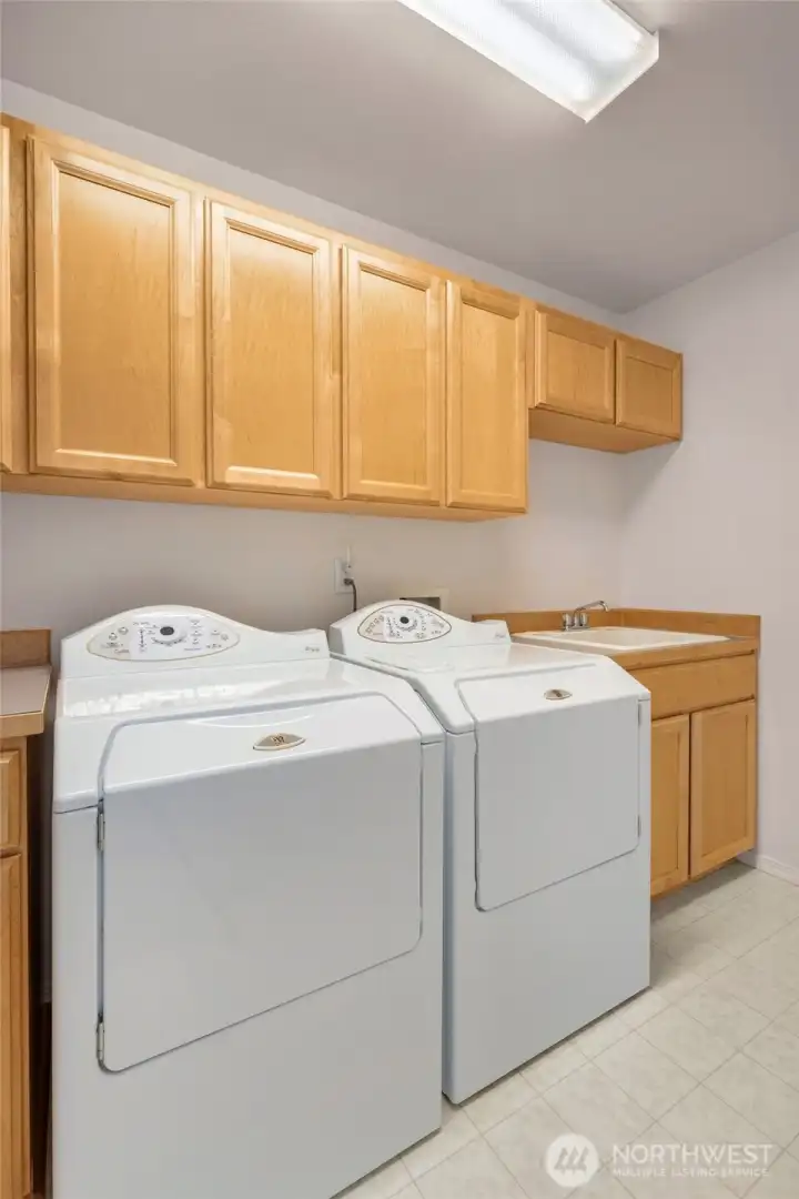 Large Laundry/Utility Room Upstairs - lots of storage space with high quality W/D!