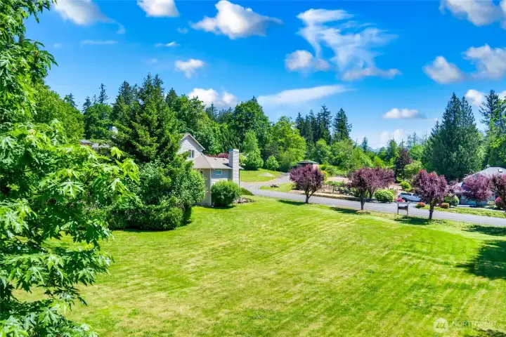 Yard is lined with cherry trees - so pretty!