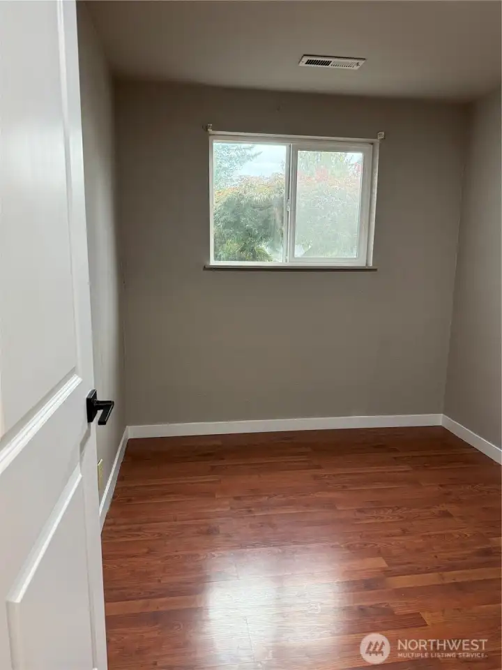 Downstairs bedroom, has closet.