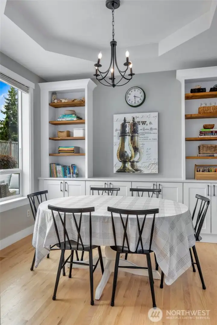 Dining Room off of the Kitchen - Custom Built In Shelving!