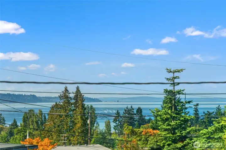 Views of Puget Sound and the Olympic Mountains.