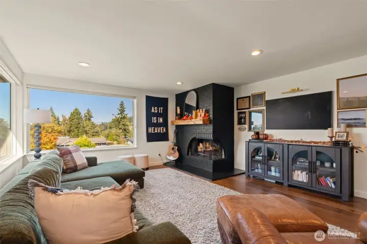 Living room with fireplace.