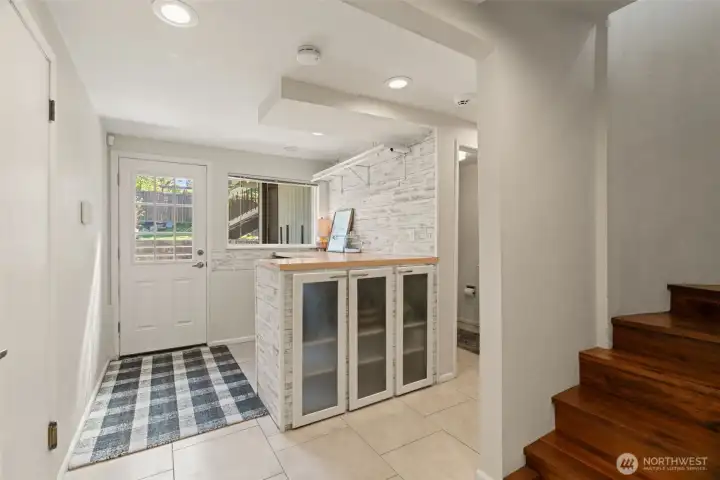 Mud room and laundry off garage.