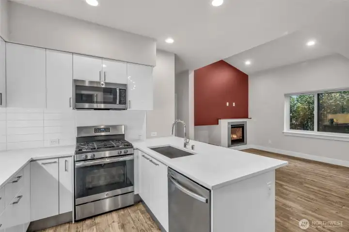 Kitchen open to living room