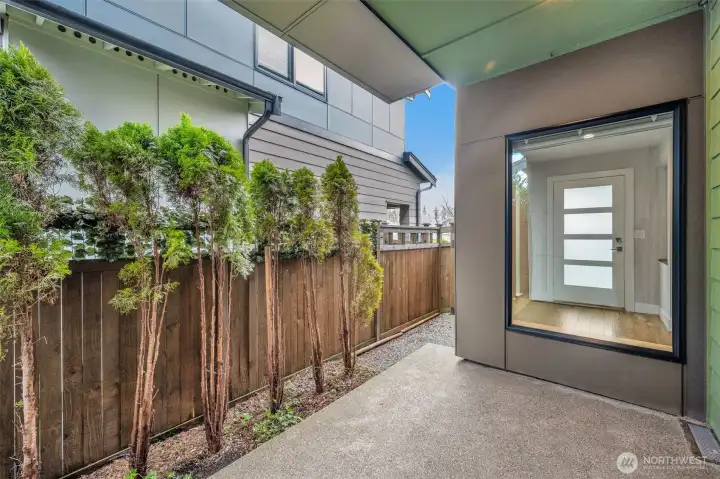 Patio off eating area has gas hookup for BBQ