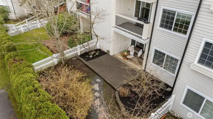 Aerial of the back yard