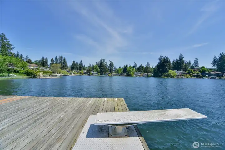 The diving board on the dock.
