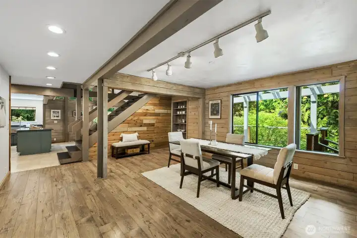 Check out storage/electrical box - Harry Potter secret door on far wood wall. Built in shelving to hold serving items