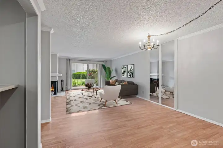 Virtually staged living area