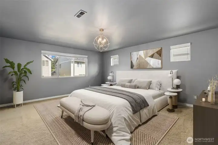 Virtually staged primary bedroom Virtually staged primary bedroom