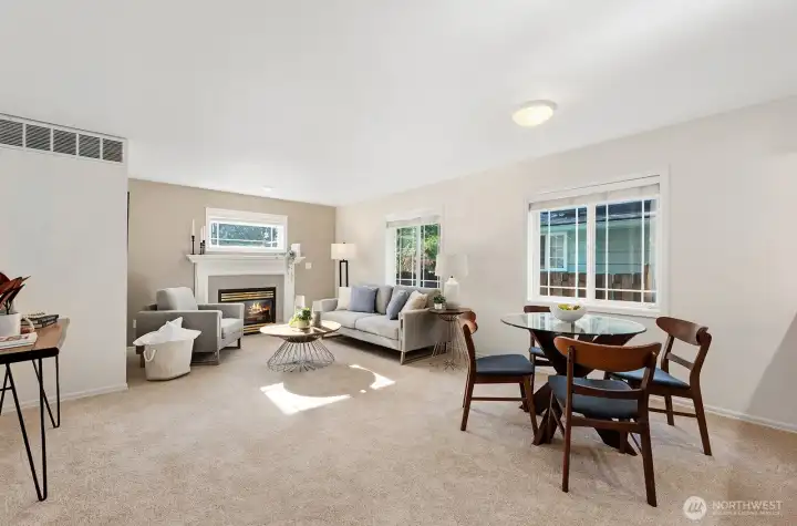 The comfortable family room with second gas fireplace!