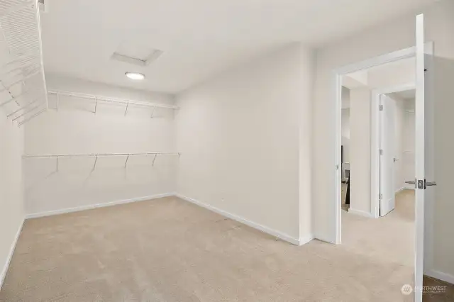 Grand primary suite with huge dual walk-in closets