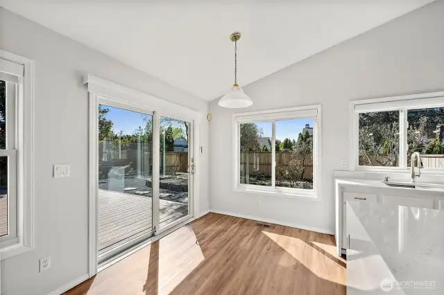 This is the Breakfast Nook that leads out to the back deck. This is a 10' x 8' space.