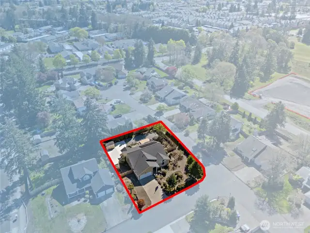 Same community ariel view with house outlined.