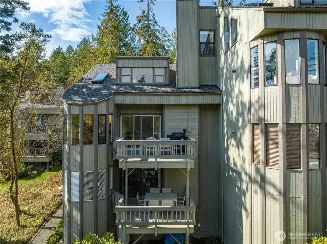 Exterior shot top floor corner unit