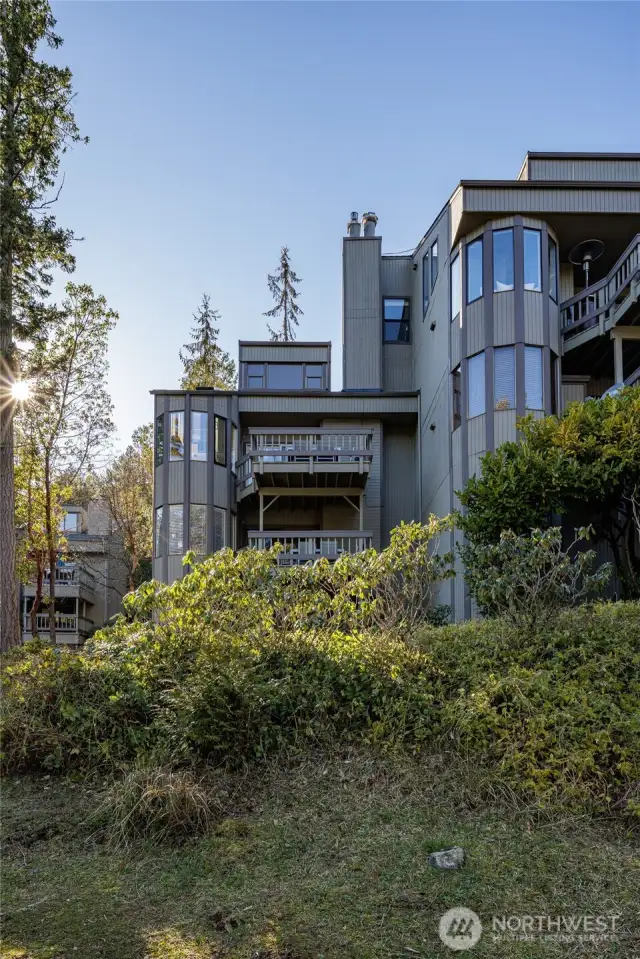 Exterior shot top floor corner unit