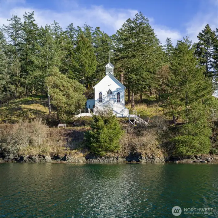 The old chapel at Roche Harbor Marina & Resort