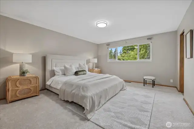Bright & Spacious Primary Bedroom with Two Closets