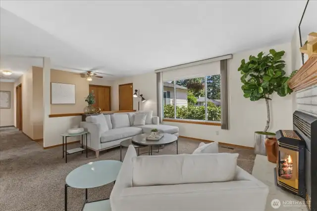 Large windows let in an abundance of morning light for this east facing Home.