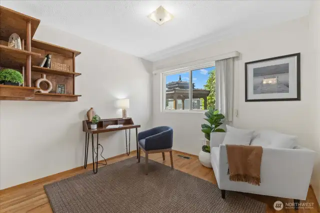 3rd Bedroom includes a closet & was used as an office with custom shelves that remain.