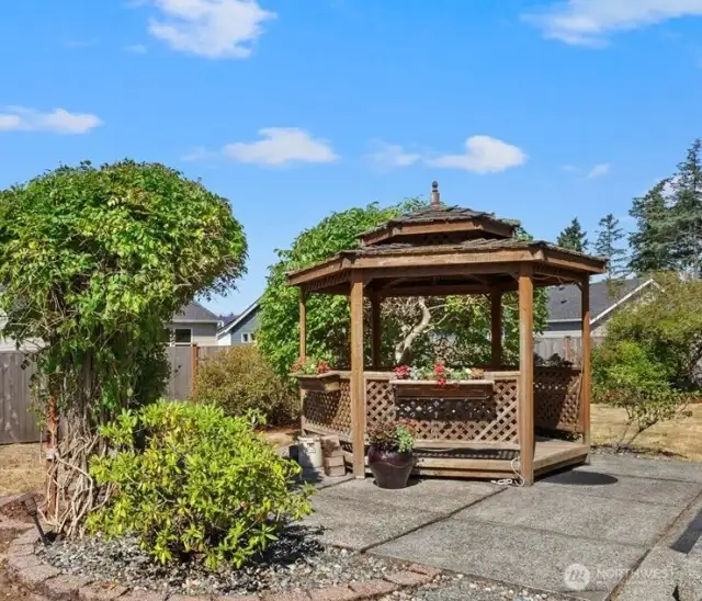 The gazebo and mature landscaping is an added bonus.