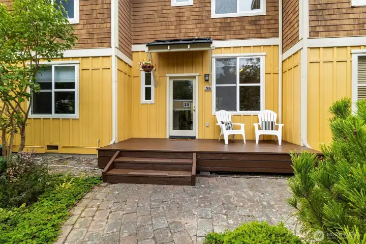 Back entrance and deck from parking