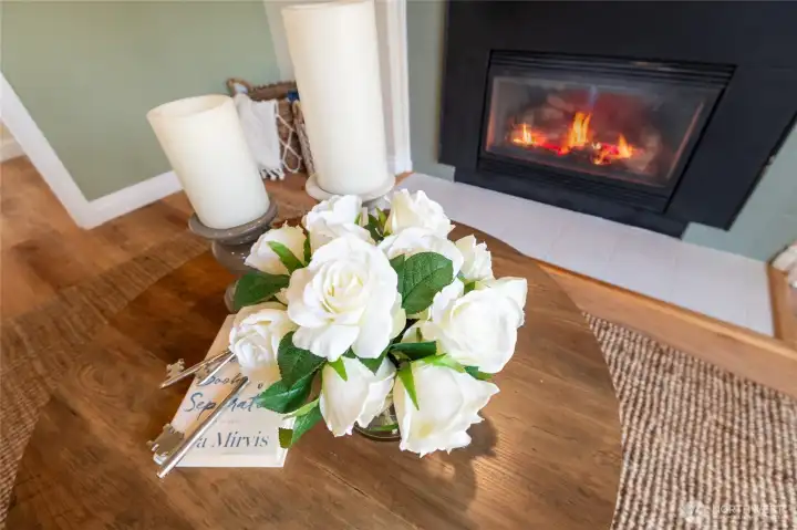 Relax and enjoy the convenience of a gas fireplace, no hauling wood or the messy cleanup.