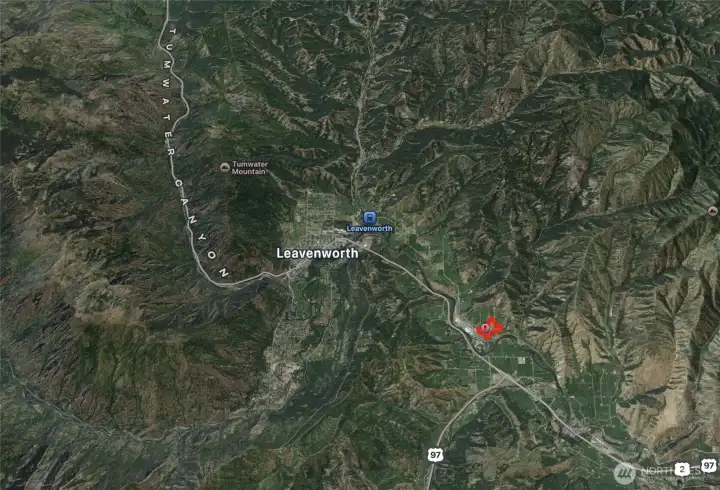General map to show proximity to Leavenworth in the upper Wenatchee Valley