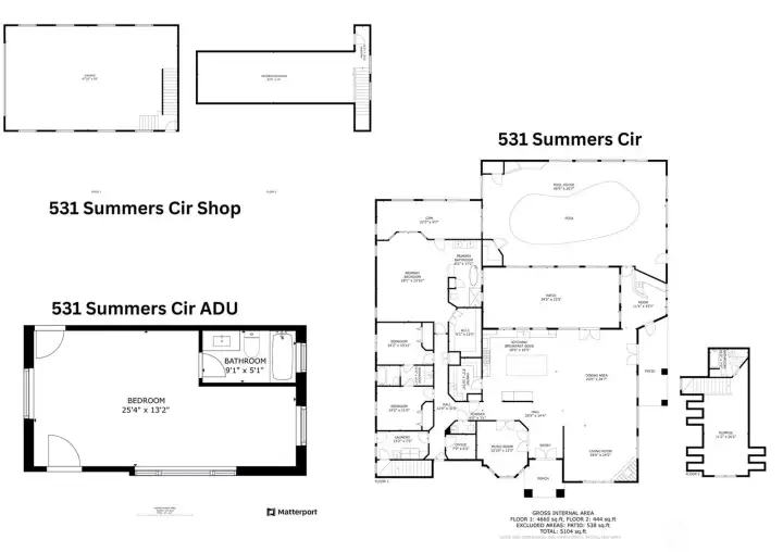 Shop, Guest House & Main House Floorplans