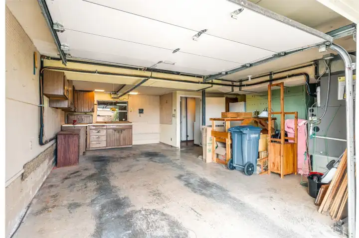 Attached oversized garage