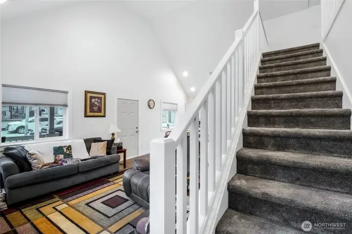 From the Living room to the upstairs loft.