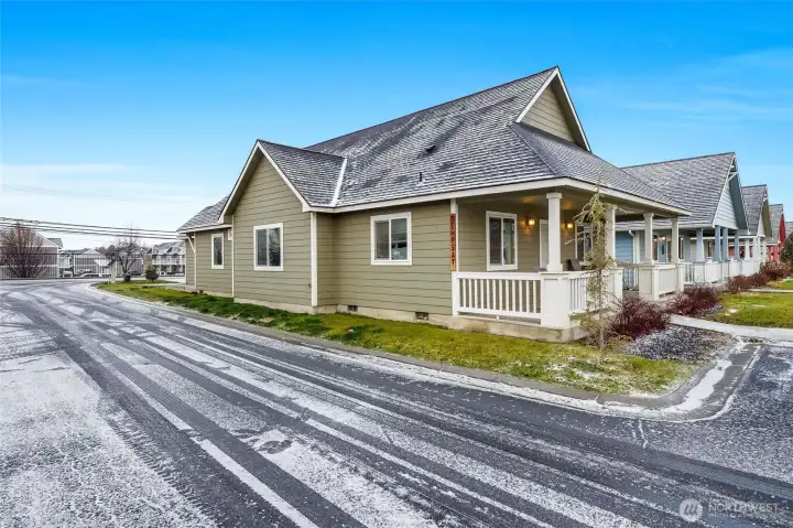 Corner lot. HOA takes care of all lawn maintenance.