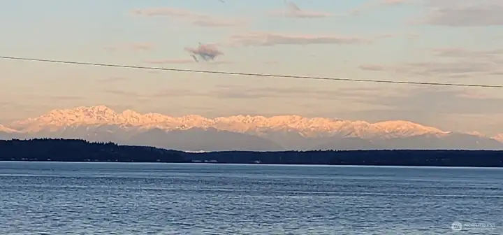 Snow-capped Olympic Mountain range views from the living and dining rooms