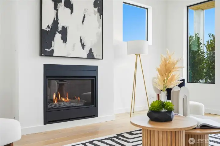 Cozy gas fireplace in the living area