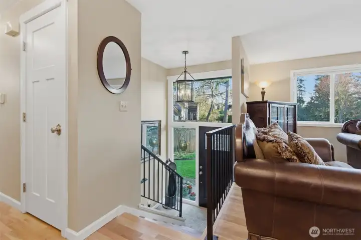 Top of the stairs shows with new windows that bring in lots of natural light
