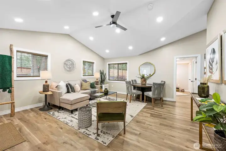 Under the artwork on the center wall are ports for your cabling to wall mount tv's in each room.