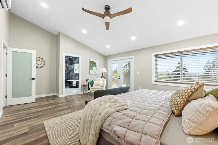 Large room with space for king size bed, armoires and dressers for added storage in addition to the walk in closet.  Wired for wall mounted TV