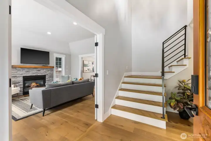 A warm welcome begins with elegant engineered hardwoods.