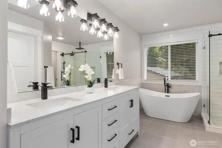 Fully remodeled primary bath.