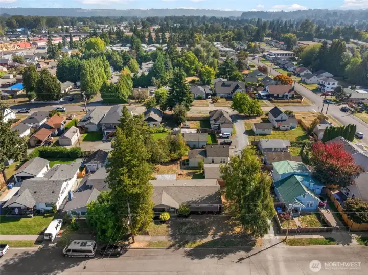 Foreground to background, main house, garage, DADU