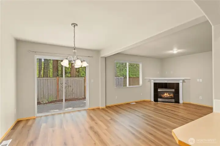 VIEW from the Kitchen facing the backyard. Curtain Rod Stays and is ready for your Decor!