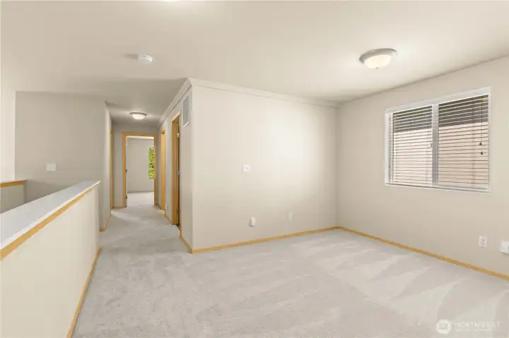 LOFT: Looking toward two bedrooms, full main bath and laundry room.