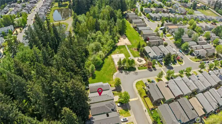 VIEW Showing the Home and the Wetlands behind the home and Community Park just steps away! Best spot in the Neighborhood!