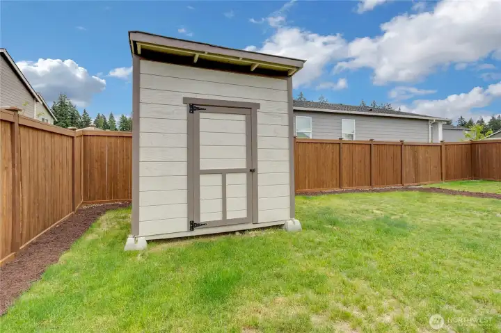 New outdoor shed, holds all your garden tools and equipment