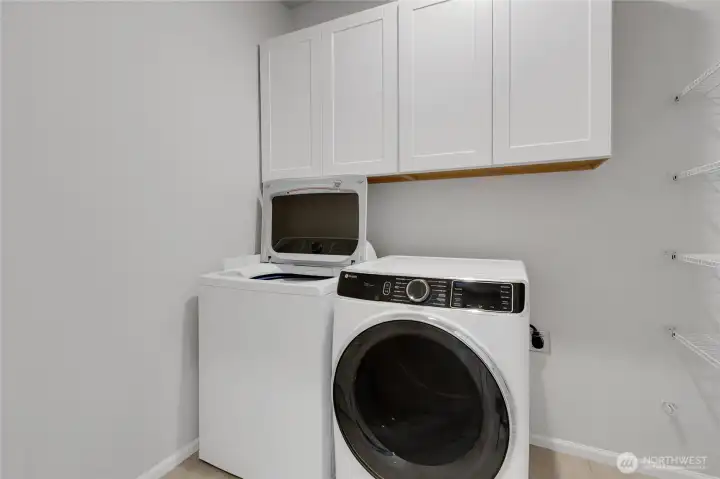Upgraded washer and dryer with upgraded cabinetry