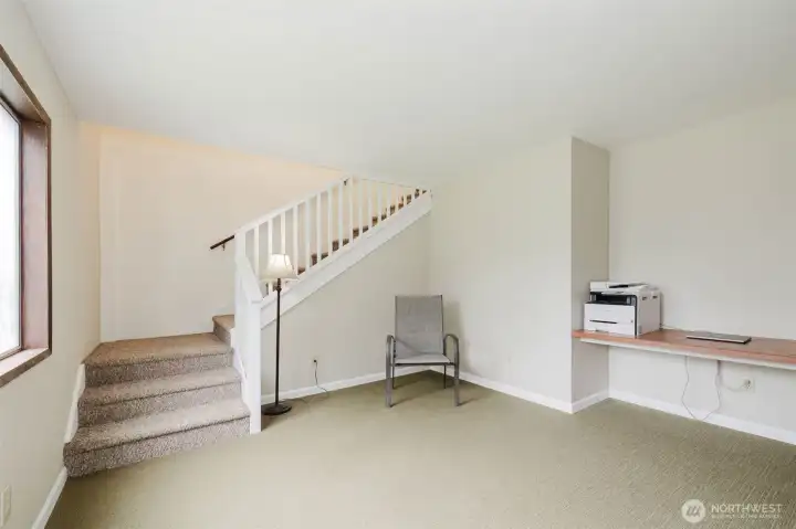 A versatile den/office provides additional space for work, hobbies, or guests. A versatile den/office provides additional space for work, hobbies, or guests.